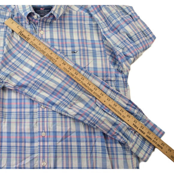 Vineyard Vines Mens Slim Fit Whale Shirt Plaid Button Down Long Sleeve Cotton M - Picture 7 of 8